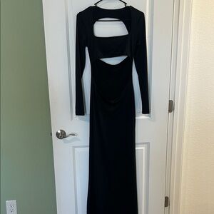 Elegant Black Cut-Out Maxi Dress
